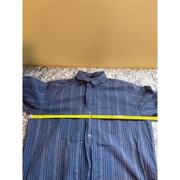 National Outfitters Mens XL Blue Striped Button-Up Long Sleeve Shirt Gorpcore - Picture 5 of 8